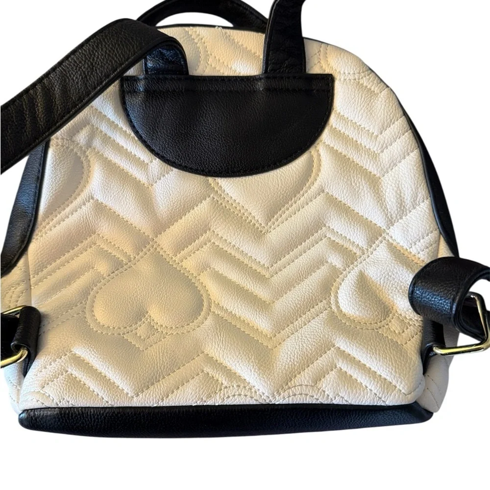 Betsey Johnson Quilted Cream and Black Backpack